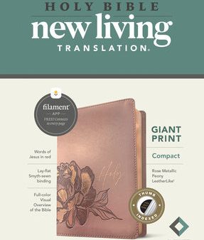 NLT Compact Giant Print Bible, Filament Enabled (Leatherlike, Rose Metallic Peony, Indexed, Red Letter) Fashion